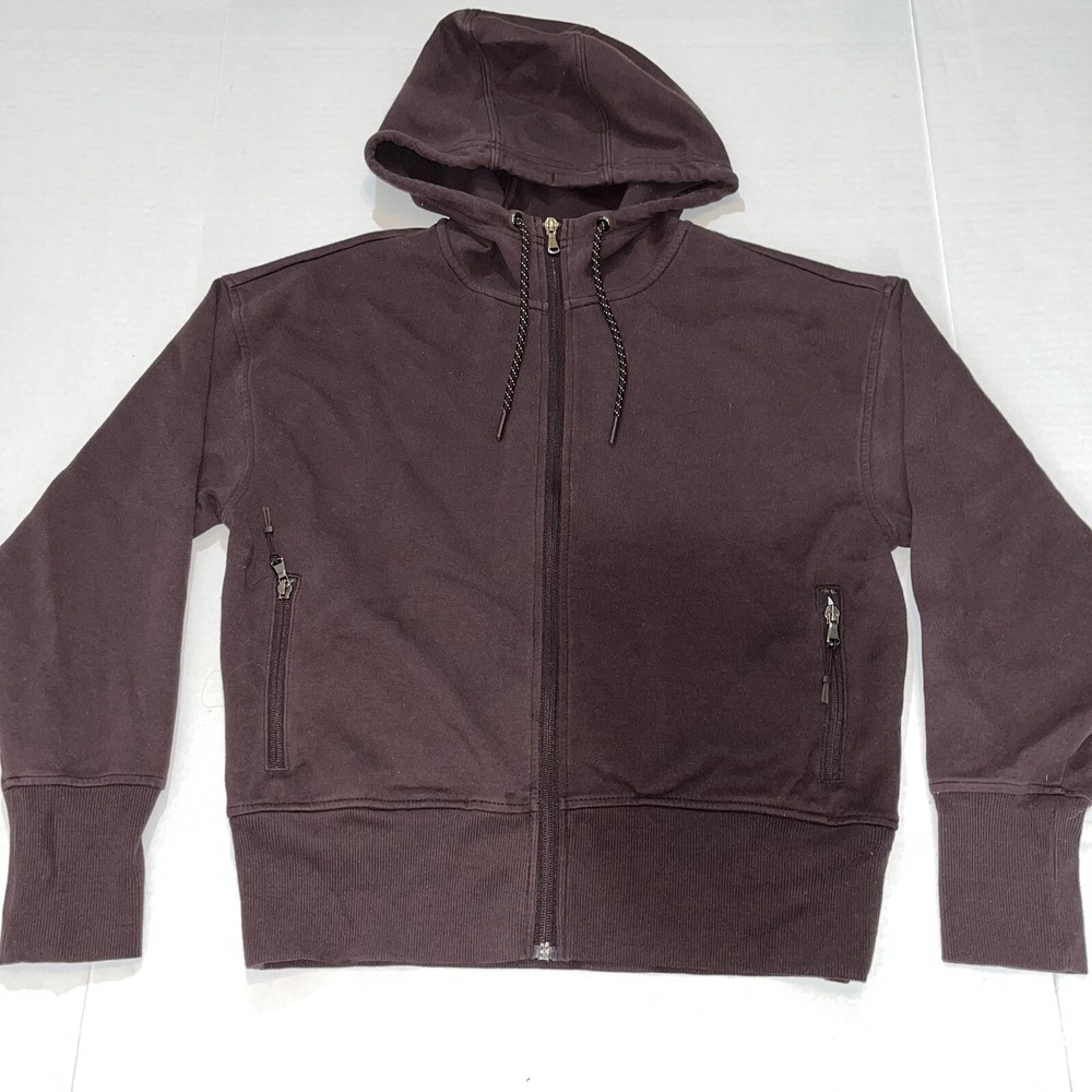 Old Navy Active Dynamic Fleece Plum Burgundy Full Zip Hoodie Stained Faded
